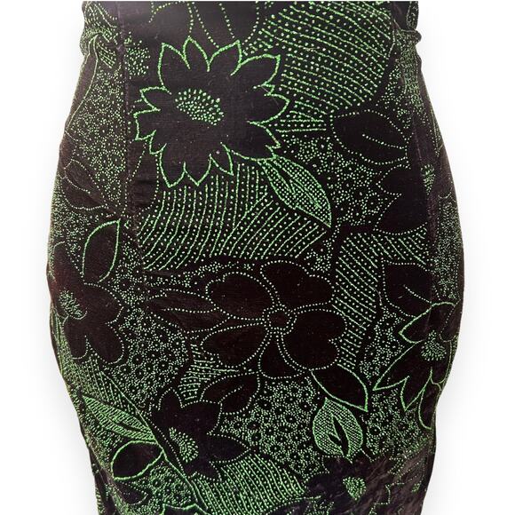 Jessica McClintock for Gunne Sax Green Glitter Velvet Party Dress Size 3/4 - Picture 5 of 6